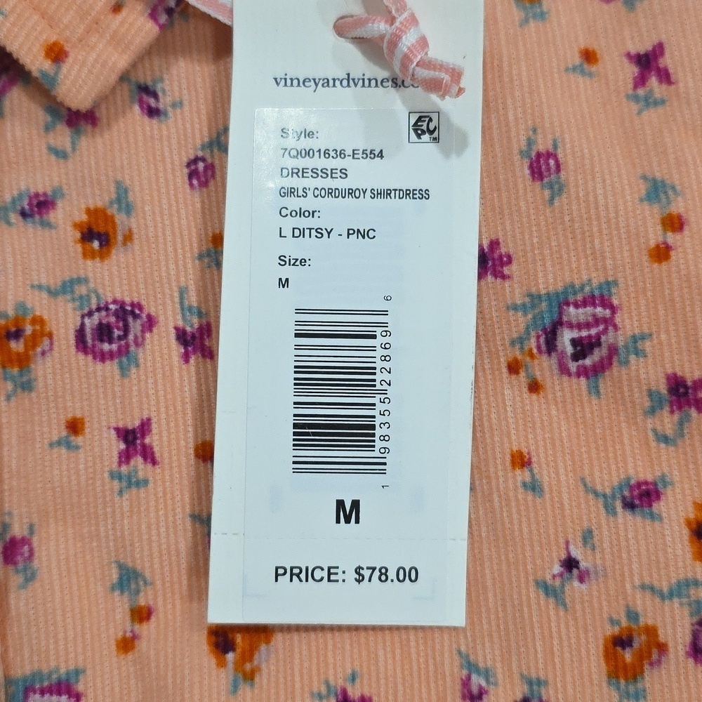 Vineyard Vines- Corduroy Floral Button-Up Dress. Size M (12-14). NWT! - Picture 3 of 5